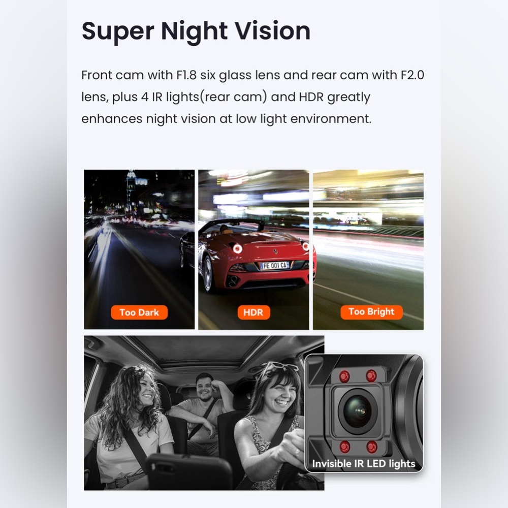 N2 Pro Dual Dash Cam - Night Vision Black VANTRUE camera only no accessories - Picture 10 of 13